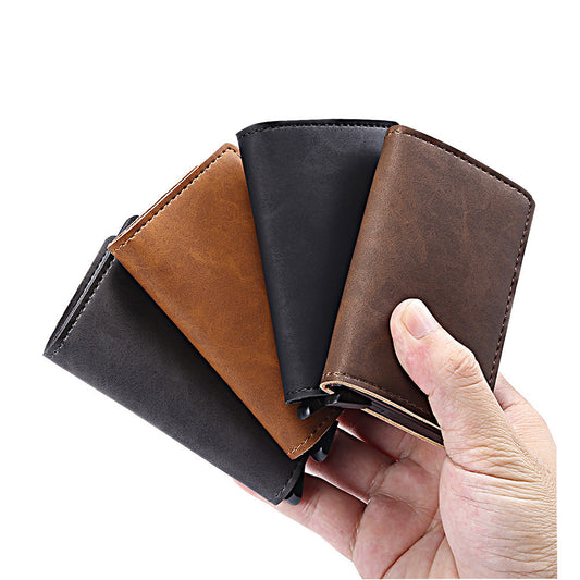 rifd security and anti theft automatic leather card case