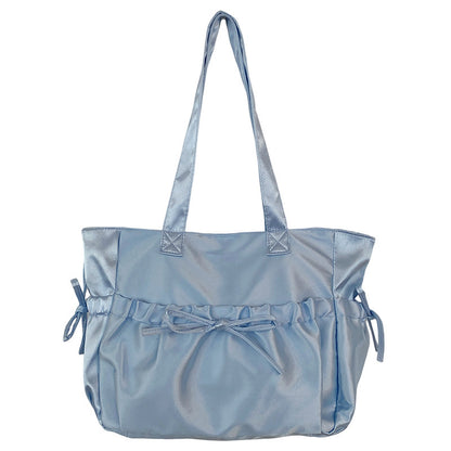 Women's Pleated Bow Pearl Shoulder Bag
