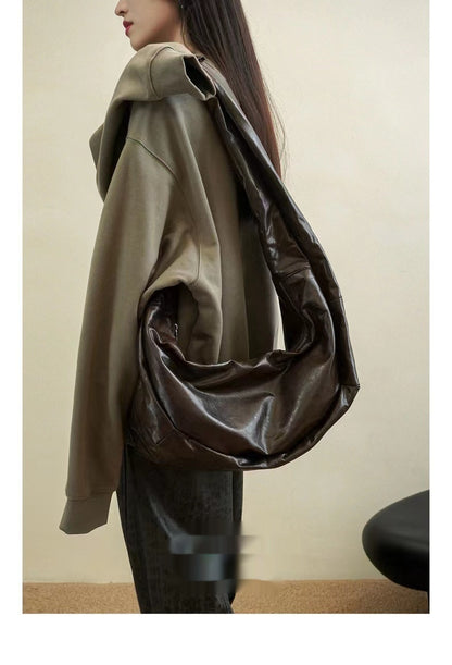 new niche oil wax leather shoulder messenger bag