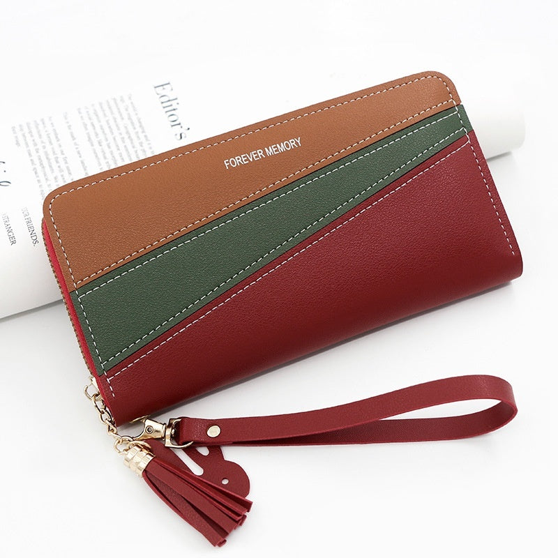 simple long color matching fashion coin purse card holder handbag