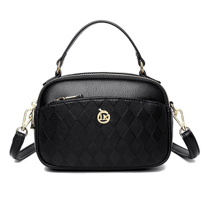 womens handbag multi layer large capacity soft leather embossed shoulder messenger bag womens bag fashion