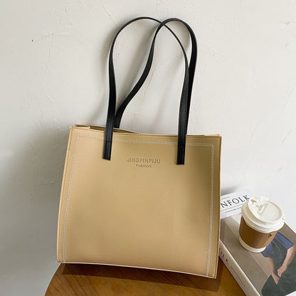 large capacity shoulder solid color tote simple tote bag