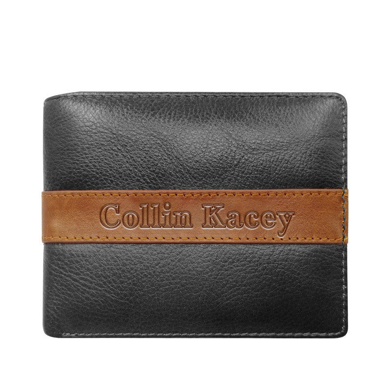 mens cowhide bag fashion short wallet multi card wallet