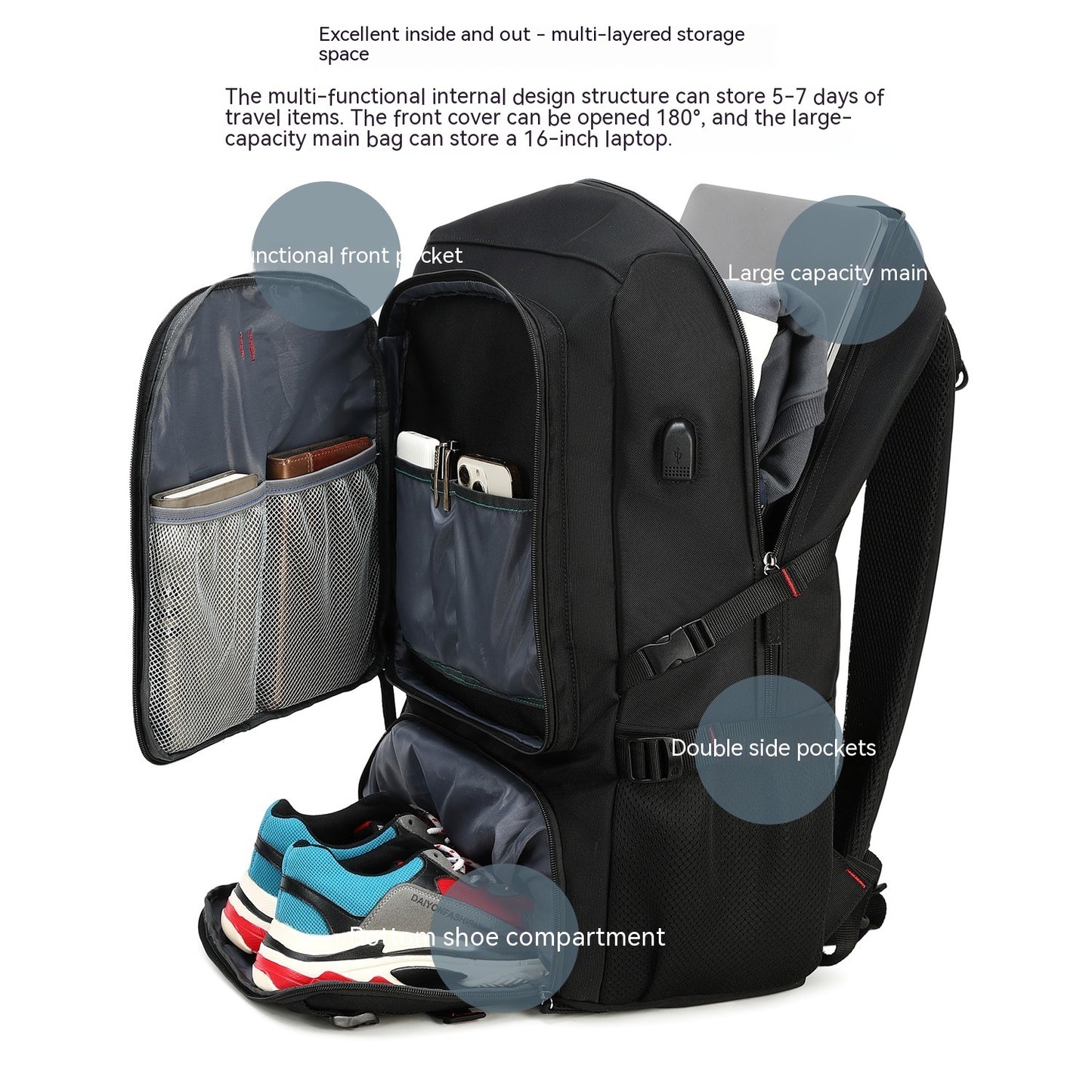 large capacity business short trip mens backpack travel