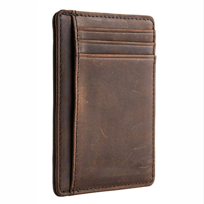 mens genuine leather anti theft swiping card holder