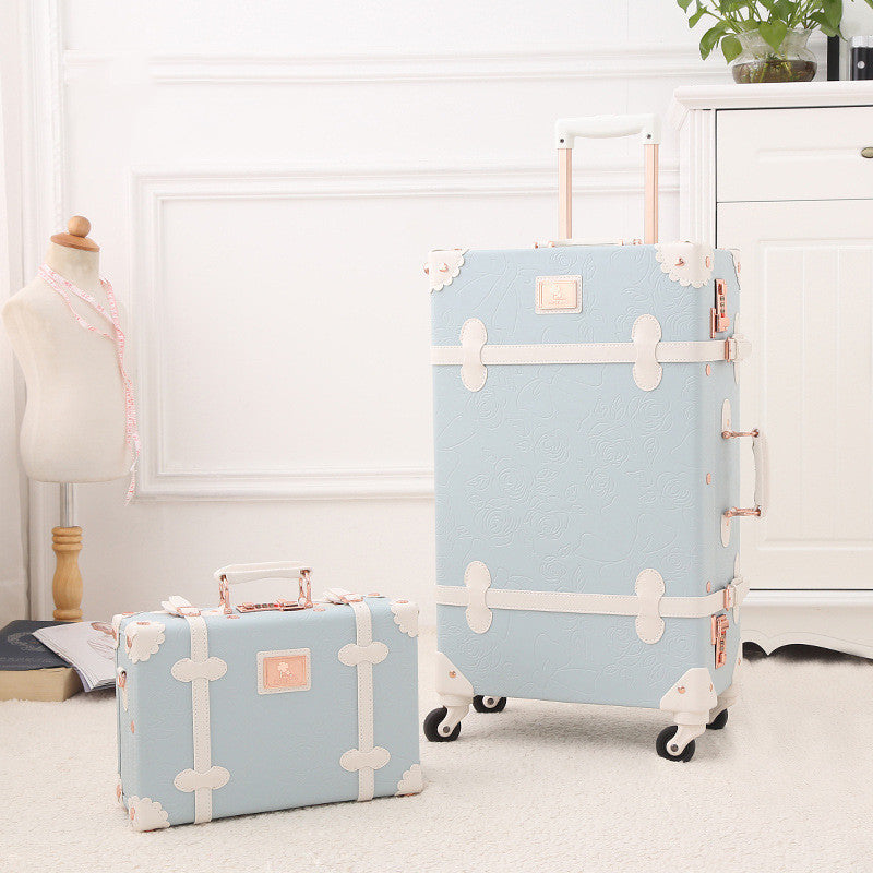 retro ladies luggage trolley suitcase