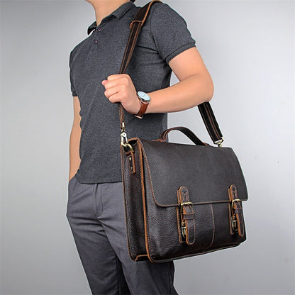 mens retro casual leather business briefcase