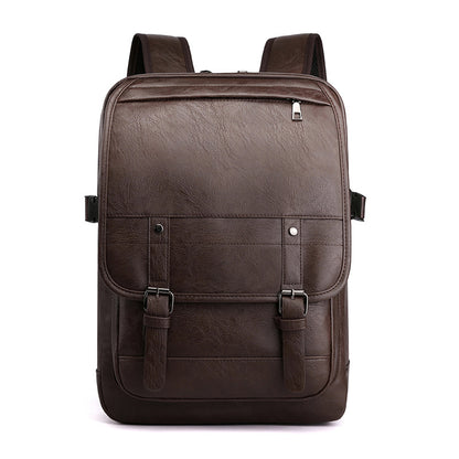High School Men's Leather Bag Retro Backpack