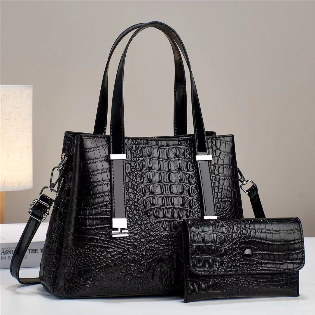 womens fashion crocodile pattern large capacity combination bags