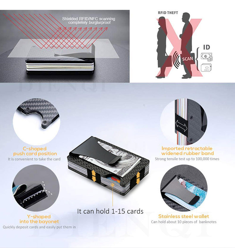 carbon fiber package wallet multi functional metal card