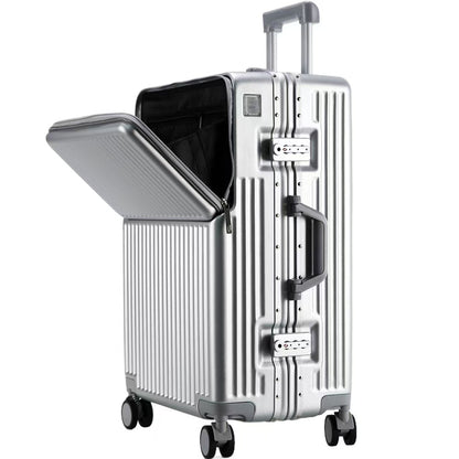 Suitcase Travel Luggage Trolley Front-Opening Large Capacity Aluminum Frame Carry-On Cabin Bag