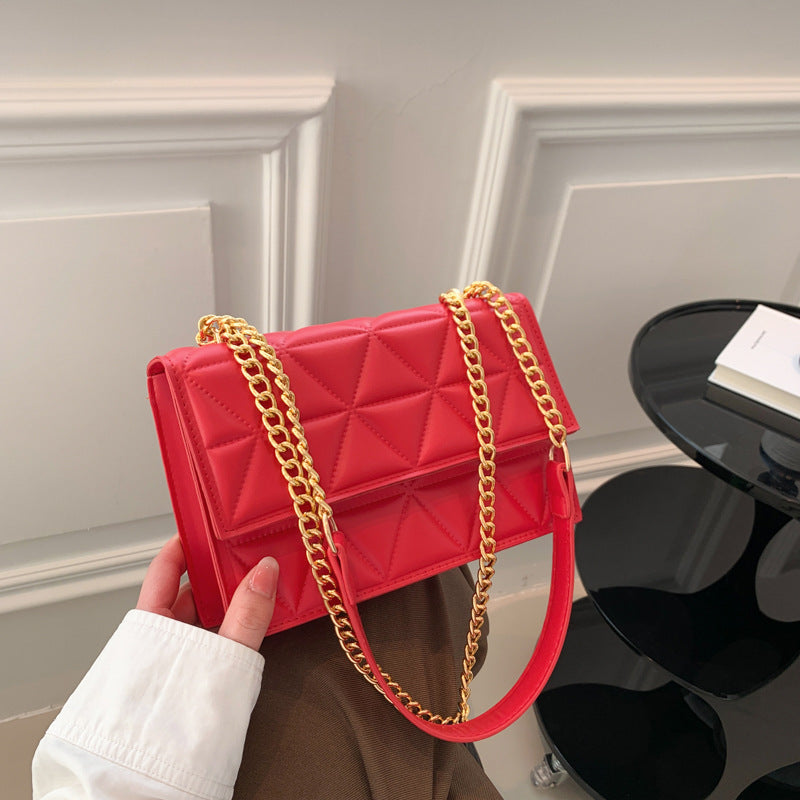 western style rhombus embroidery thread shoulder messenger bag