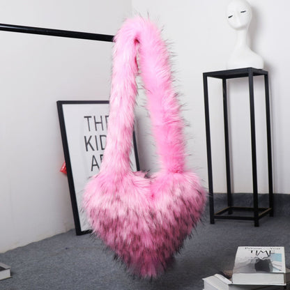 crossbody love female fur plush big bag capacity personality