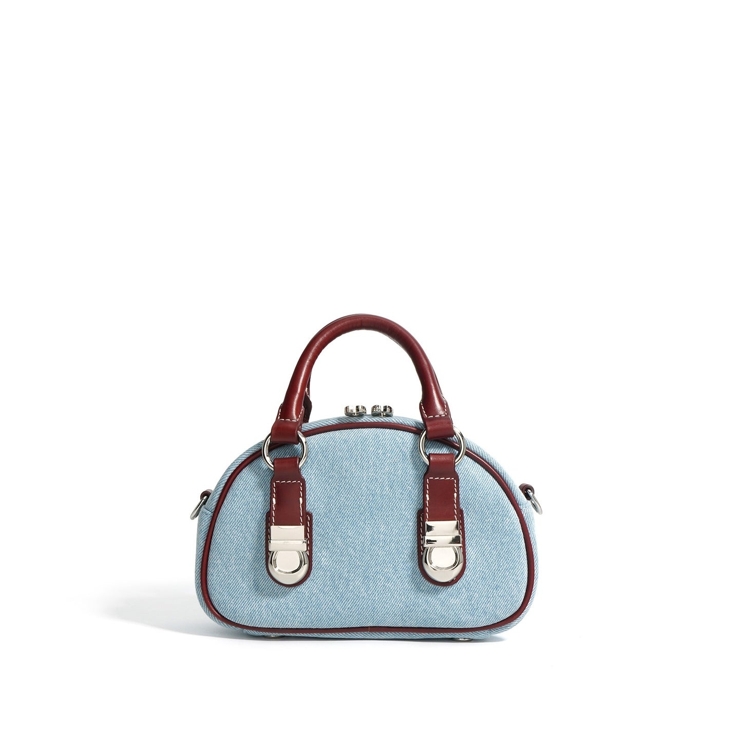 first layer cowhide with denim bun shaped bag