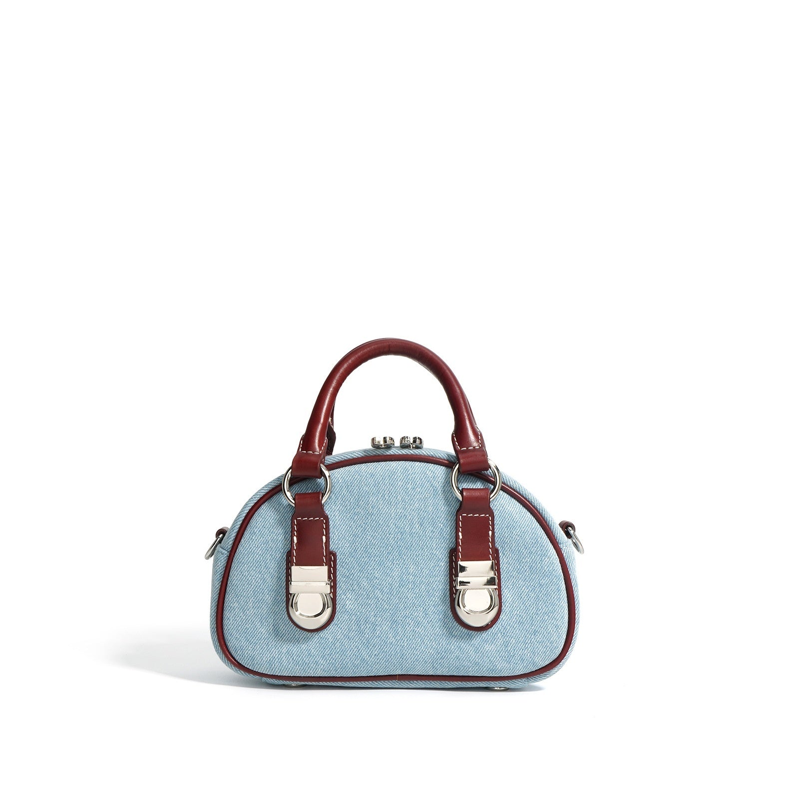 first layer cowhide with denim bun shaped bag