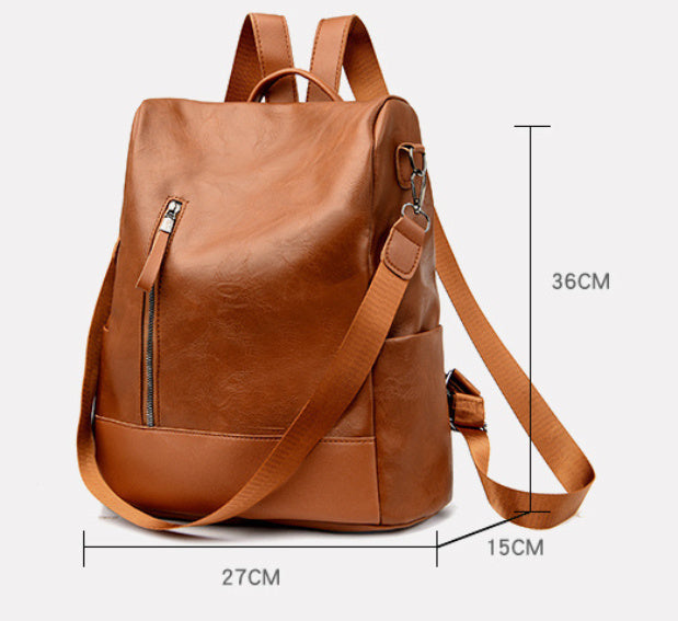 casual versatile womens large capacity leather backpack