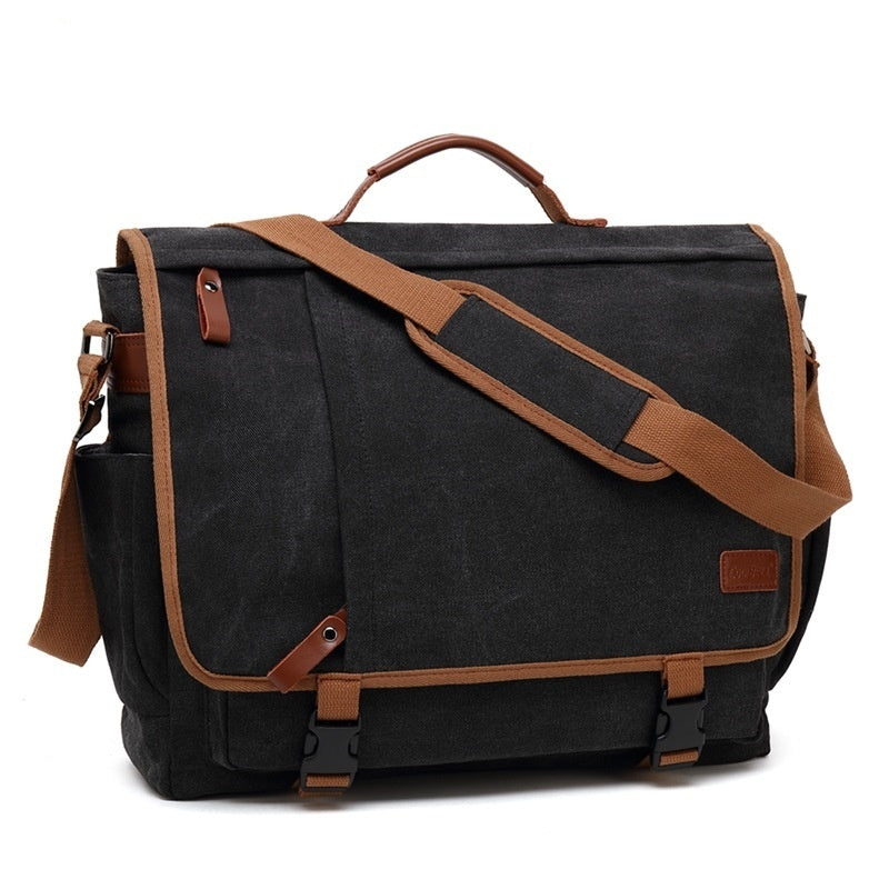 mens canvas waterproof large capacity shoulder bag