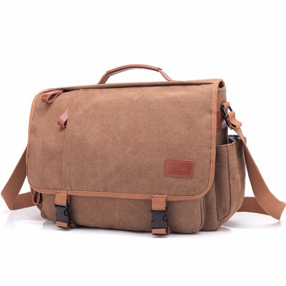 mens canvas waterproof large capacity shoulder bag