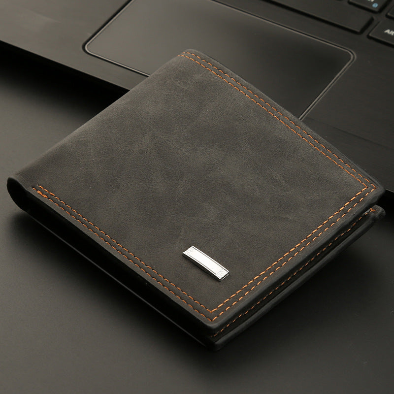 mens compact wallet with zipper and multiple card slots