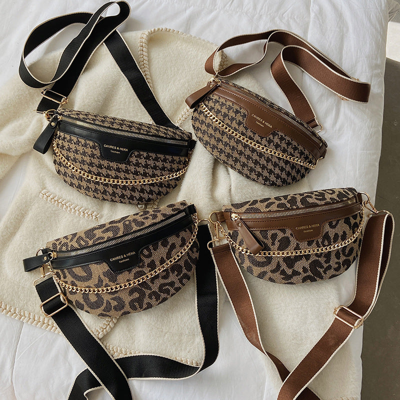 womens retro fashion leopard print shoulder bag