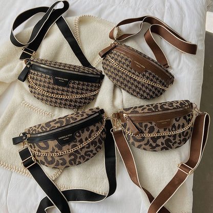 womens retro fashion leopard print shoulder bag