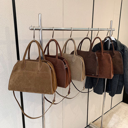 Retro-style High-capacity Suede-look Single-shoulder Tote Bag
