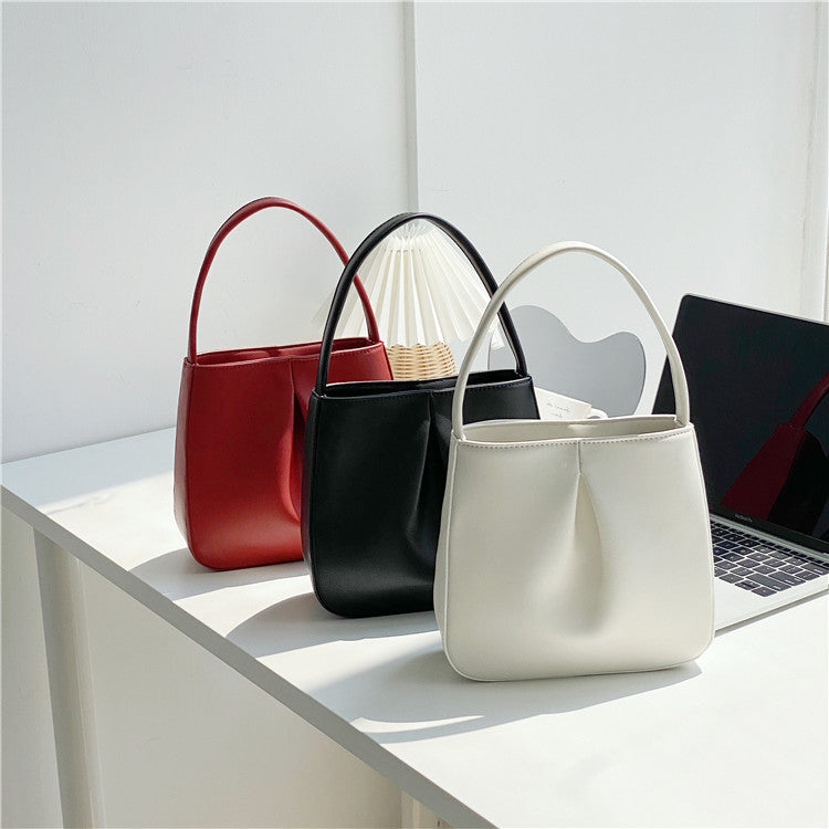 high grade fashion special interest pleated pu retro elegant small handbag