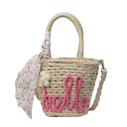 woven handbag womens fashion letter straw cross body bag