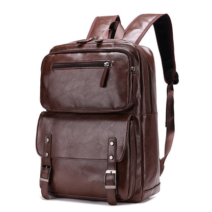 high end leather texture business large capacity backpack