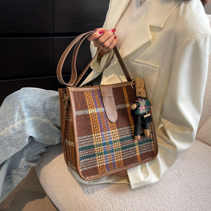 womens retro plaid crossbody fashion bag