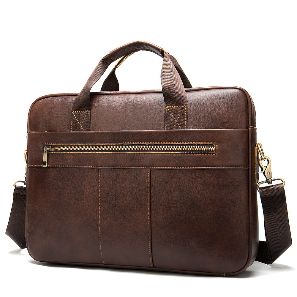 mens leather briefcase business mens bag first layer cowhide portable