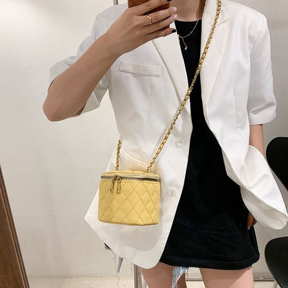 western style box bag female trendy fashion chain shoulder bag rhombus embroidery thread messenger mini square bag