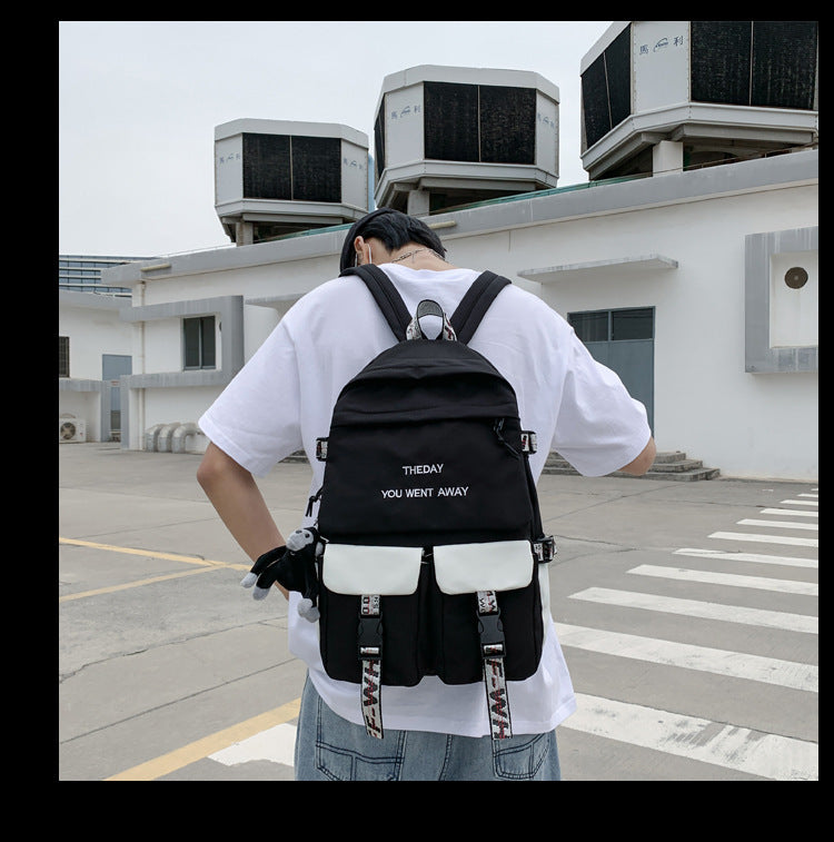 backpack female new korean style fashion brand college style schoolbag male college student leisure simple backpack