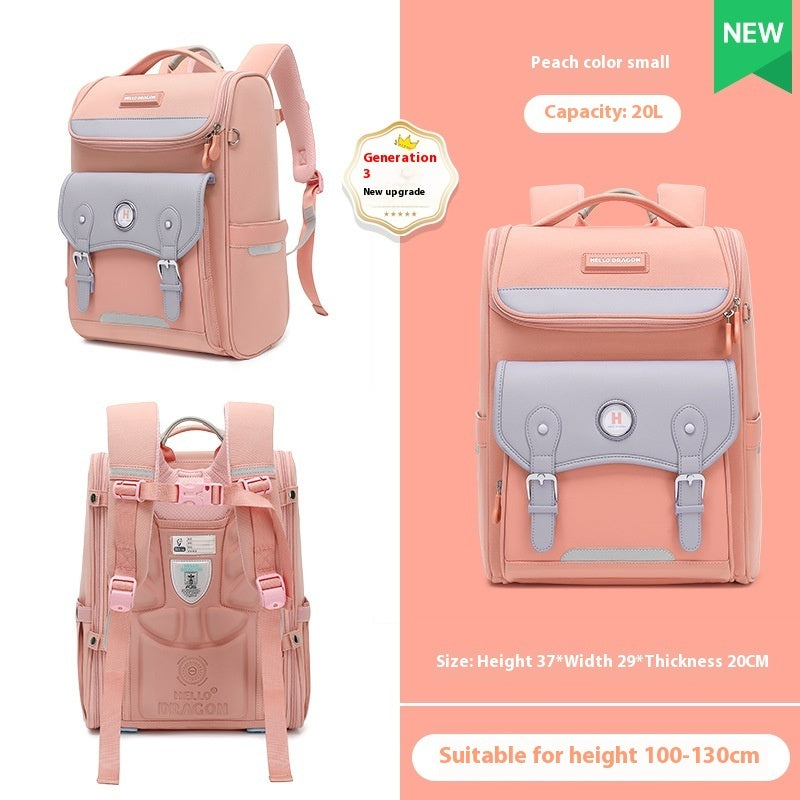 Primary School Students Grade One Two Three To Six Children Burden Relief Spine Protection Super Lightweight Backpack