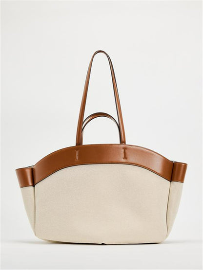 canvas bag womens fashion stitching large capacity portable shoulder bag