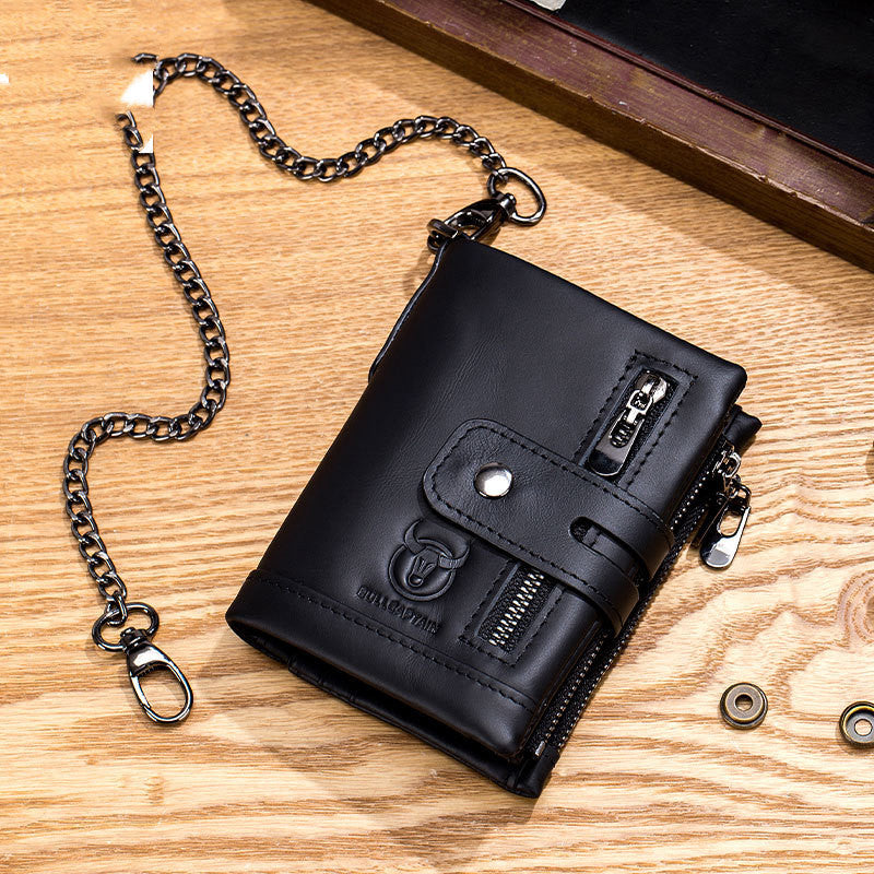 leather mobile phone holder wallet multi function anti theft chain