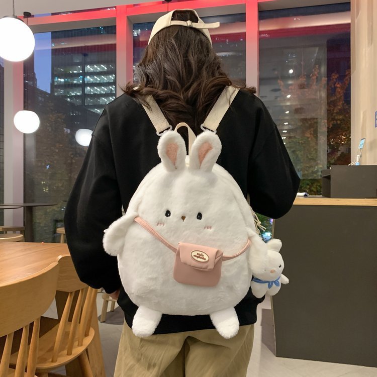 female large capacity cute plush rabbit backpack