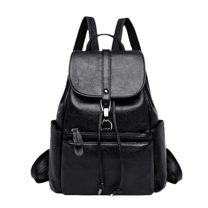 womens fashion cattlehide leather soft leather casual all matching genuine leather backpack