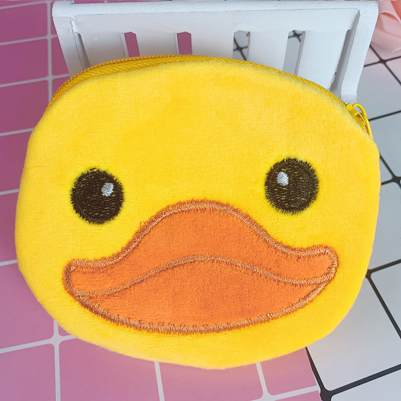 cartoon female cute student portable mini plush earphone key coin purse