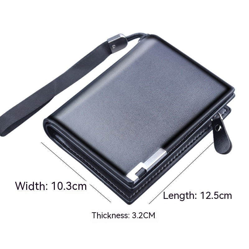 mens zipper wallet mens large capacity three fold