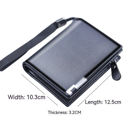 mens zipper wallet mens large capacity three fold