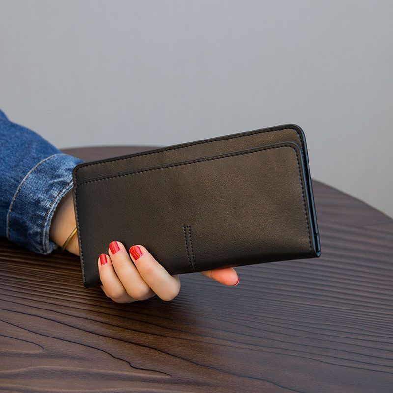 womens soft leather buckle wallet