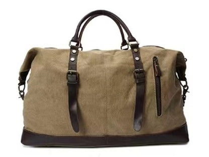 canvas traveling crazy horse leather casual travel messenger shoulder bag large capacity