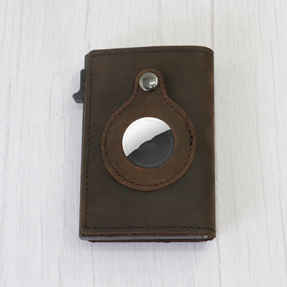 leather card case automatic card wallet anti lost