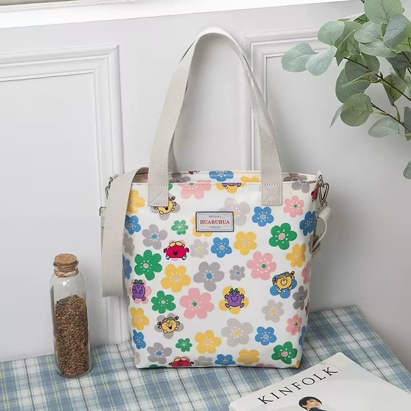 versatile large capacity floral canvas crossbody shoulder bag