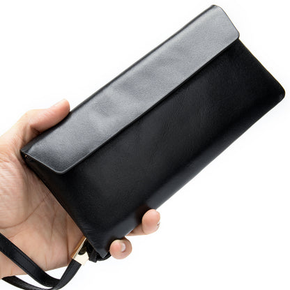 retro large capacity multiple card slots long genuine leather wallet