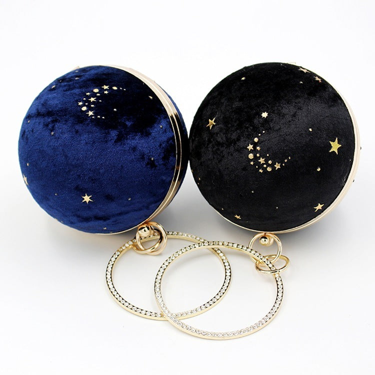 fashion temperament starry sky ball bag suede dinner bag evening party