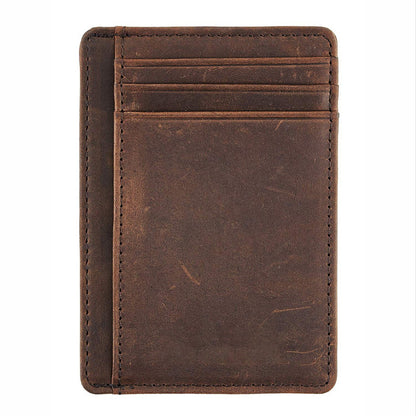 mens genuine leather anti theft swiping card holder