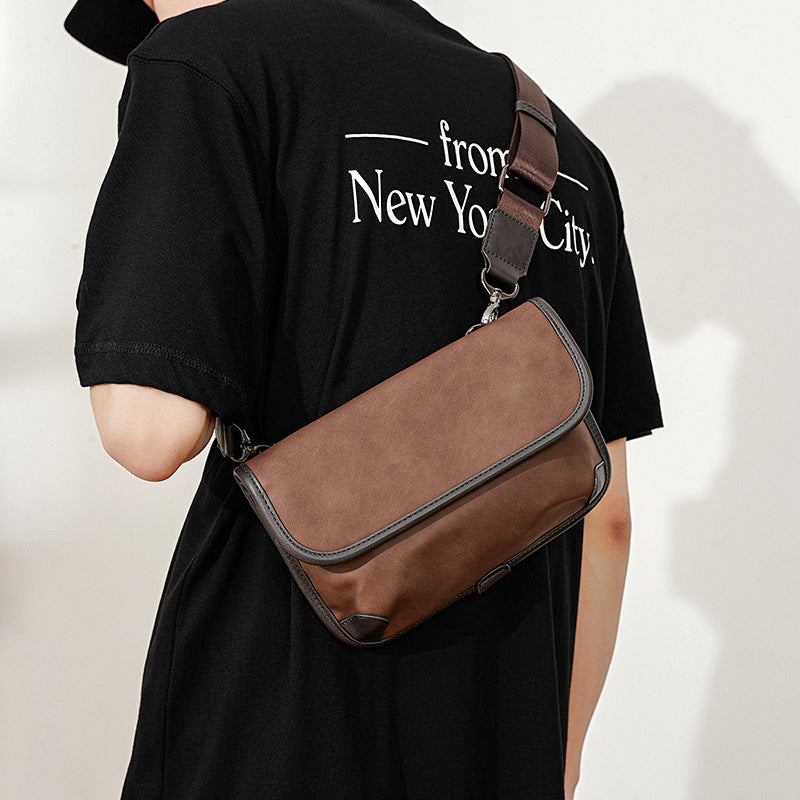 fashion leather check pattern shoulder bag street