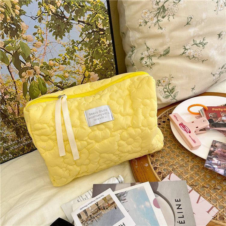 ins soft flower cosmetic bag